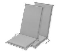 Traumnacht Comfort, Set da 2 Cuscini per Sedia a Sdraio con Schienale Alto, Colore Argento, Rivestimento Rimovibile, con Fasce angolari e Fascia di Regolazione, 120 x 50 x 6 cm, Certificato Öko-Tex,