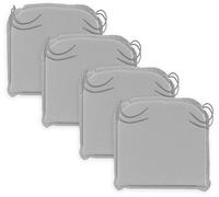 Traumnacht Comfort, set da 4 cuscini per sedia, per esterni, colore argento, rivestimento rimovibile, con elastici ad angolo, 44 x 47 x 6 cm, prodotti secondo gli standard di qualità tedesca