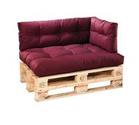 Traumnacht Cuscino per pallet per esterni, riempito con bastoncini di schiuma, cuscino per pallet, set da 3 pezzi (seduta+schienale+laterale), rosso