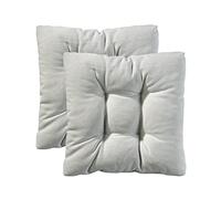 Traumnacht Set di 2 comodi cuscini per sedia da giardino, cucina o sala da pranzo, interni ed esterni, 40 x 40 x 6 cm, colore: bianco