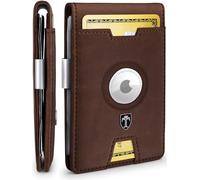 TRAVANDO AirTag* Portafoglio da uomo con fermasoldi Air Tag Portafoglio Porta Carte RFID Blocco Bifold Regali per Uomo, Vintage Marrone, Portafoglio fermasoldi