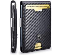 TRAVANDO Austin - Portafoglio sottile da uomo con fermasoldi, blocco RFID, porta carte di credito, con confezione regalo, Carbonio, slim, Austin-2024