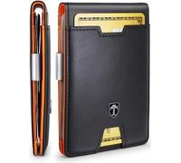 TRAVANDO Austin - Portafoglio sottile da uomo con fermasoldi, blocco RFID, porta carte di credito, con confezione regalo, Arancione, Slim