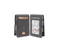 TRAVANDO Money Clip Wallet Atlanta Mens Front Pocket Slim RFID Blocking - Credit Card Holder - Mini Bifold (Suede Leather, Grey)