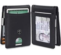 TRAVANDO Money Clip Wallet Atlanta Mens Front Pocket Slim RFID Blocking - Credit Card Holder - Mini Bifold (Smooth Leather, Black)
