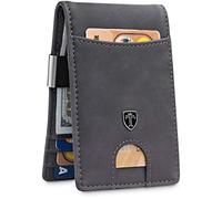 TRAVANDO Money Clip Wallet RIO - Mens Wallets slim Front Pocket RFID Blocking Card Holder Minimalist Mini Bifold Gift Box (Vintage Leather, Grey)