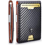 TRAVANDO, Portafoglio sottile da uomo con fermasoldi, blocco RFID, porta carte di credito da uomo, con scatola regalo, slim