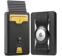 TRAVANDO SWYPE Alluminio Portafoglio Uomo Slim - Portacarte Protezione RFID - Porta Tessere piccolo con cinturino Porta Soldi - Portafogli Di Credito - Smart Wallet (AirTag* Nastro di denaro, Nero)