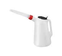 Travasatore Graduato per Oli e Carburanti, con Beccuccio Flessibile e Tappo di Chiusura - in Polietilene Bianco, Resistente e Riutilizzabile, 5L