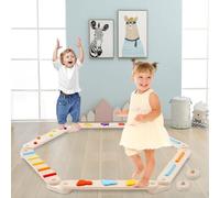 Trave di Equilibrio per Bambini,Trave di equilibrio con pietre di ostacolo colorate,Giocattolo Montessori Allenamento dell'equilibrio per Interni ed Esterni per Bambini 1 Anni+
