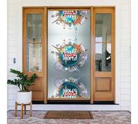 Travel Around The World - Coperture decorative per porte per interni ed esterni, primavera/estate/autunno/inverno, decorazioni natalizie di Halloween