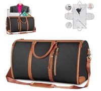 Travel Bag,foldable Clothing Bag Travel,Garment Duffle Bag,Convertible Suit Travel Bag for Women,Large Capacity PU Leather Folding Carry On Garment Bag with Shoe Pouch