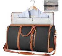 Travel Bag,foldable Clothing Bag Travel,Garment Duffle Bag,Convertible Suit Travel Bag for Women,Large Capacity PU Leather Folding Carry On Garment Bag with Shoe Pouch(Black)