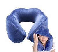 Travel Blue Cuscino Cervicale Ergonomico - Cuscino da Viaggio in Memory Foam con Cappuccio e Mascherina Integrata - Supporto per Collo, Blocco della Luce, Compatto e Portatile per Aereo, Auto, e Treno