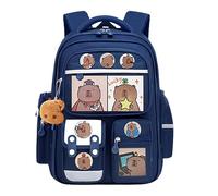 Travel Bookbag - Cartoon Animal Schoolbag, Lightweight Printed Polyester Fabric, Padded Shoulder Straps, Reinforced Bottom Panel | Waterproof Backpack With Cards Badge Bag Charm For Holiday Trip Zoo