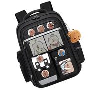 Travel Bookbag - Cartoon Animal Schoolbag, Lightweight Printed Polyester Fabric, Padded Shoulder Straps, Reinforced Bottom Panel | Waterproof Backpack With Cards Badge Bag Charm For Holiday Trip Zoo