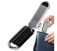Travel Brush - capelli massaggiatore | Foldable Hair Massage Detangling with Mirror, Portable Compact Hairbrush for Gym, School, Outdoor, scalp health, easy storage, Detangling hairbrush for women