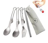 Travel Camping Utensils - 4 pezzi Titanium Reusable Cutlery Kit | Portable Camping Cutlerys | Reusable Travel Cutlery Set per Family Friends Adults Men Women Outdoor Daily Dining Picnic
