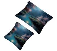 Travel Chic: Beautiful Scenery Under The Moon-46 - Custodia portatile per trucchi e piccoli oggetti, Multicolore, A：7.1x5.8in/18x14.8cm，B:4.7x4.5in/12x11.5cm