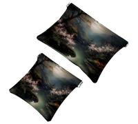 Travel Chic: Beautiful Scenery Under The Moon-6 - Custodia portatile per trucchi e piccoli oggetti, Multicolore, A：7.1x5.8in/18x14.8cm，B:4.7x4.5in/12x11.5cm