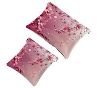 Travel Chic: Custodia portatile estetica rosa Cherry Blossom-316 - Trucchi e piccoli oggetti, Multicolore, A：7.1x5.8in/18x14.8cm，B:4.7x4.5in/12x11.5cm