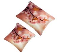 Travel Chic: Custodia portatile estetica rosa Cherry Blossom-326 - Trucchi e piccoli oggetti, Multicolore, A：7.1x5.8in/18x14.8cm，B:4.7x4.5in/12x11.5cm