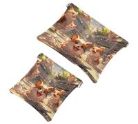 Travel Chic: Cute Cartoon Corgi-1446 - Custodia portatile per trucchi e piccoli oggetti, Multicolore, A:7.1x5.8in/18x14.8cm,B:4.7x4.5in/12x11.5cm