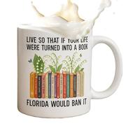 Travel Coffee Mug, Book Lover Ceramic, 11 Oz Novelty Drinkware with 3.15x3.54x4.33 Inches Size, Library Cup for Hot or Cold Beverages, Kitchen Use, Desk, Reading Nook, Teacher Gift, Home Dining