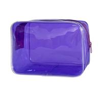 Travel Colorful Cosmetic Bag PVC Transparent Jelly Wash Bag Large Capacity Makeup Pouch Cosmetics Organizer(Purple)