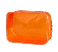 Travel Colorful Cosmetic Bag PVC Transparent Jelly Wash Bag Large Capacity Makeup Pouch Cosmetics Organizer(Orange)