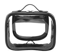 Travel Cosmetic Bag Large Capacity Waterproof Double Layer Makeup With Zippered Clear Toiletry Case For Women(Black)