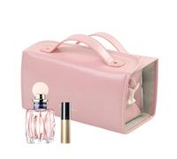 Travel Cosmetic Bag, Travel Toiletry Bag with Removable Compartments, PU Leather Makeup Brush Holder - Multi-Compartment Cosmetic Organizer for Lipstick, Lip Gloss, and
