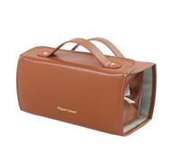 Travel Cosmetic Bag, Travel Toiletry Bag with Removable Compartments, PU Leather Makeup Brush Holder - Multi-Compartment Cosmetic Organizer for Lipstick, Lip Gloss, and, marrone, Se référer au