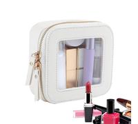 Travel Cosmetic Organizer, impermeabile Makeup Case, 5,04 x 4,92 in Portable Storage Bag, Autentico PU Leather, chiusura lampo per viaggi, casa, campeggio, bianco, Se référer au descriptif,