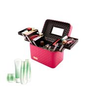 Travel Cosmetic Train Case - Built-In Mirror, Waterproof PU Makeup Bag