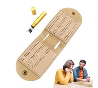 Travel Cribbage Set, Leather Foldable Board Game, Includes Metal Pegs with Scoring Slots, Portable Card Game Kit, Games Set with Stylish Design, Cribbage Board for Picnics Parties