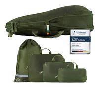 TRAVEL DUDE Organizer Valigia con Compressione - Packing Cubes Salvaspazio da Viaggio, Set Organizer per Valigia e Zaino, Divisori Valigia, Sacchetti da Viaggio per Abiti (Verde Foresta, Set di 4)