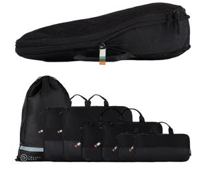 TRAVEL DUDE Organizer Valigia con Compressione - Packing Cubes Salvaspazio da Viaggio, Set Organizer per Valigia e Zaino, Divisori Valigia, Sacchetti da Viaggio per Abiti (Nero, Set di 7)