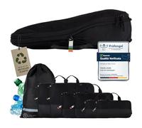 Travel Dude Organizer Valigie | Cubi con Compressione | da Bottiglie di Plastica Riciclate | Set da Viaggio per zaini o bagagli a mano | Organizer Valigia | Travel Organizer (Nero, Set di 4)