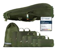 TRAVEL DUDE Organizer Valigie | Cubi con Compressione | da Bottiglie di Plastica Riciclate | Set da Viaggio per zaini o bagagli a mano | Organizer Valigia | Travel Organizer (Verde Foresta, Set di 7)