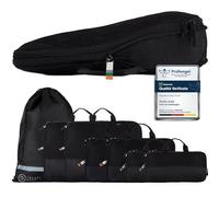 TRAVEL DUDE Organizer Valigie | Cubi con Compressione | da Bottiglie di Plastica Riciclate | Set da Viaggio per zaini o bagagli a mano | Organizer Valigia | Travel Organizer (Nero, Set di 7)