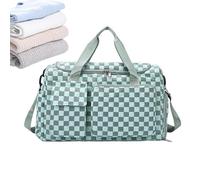 Travel Duffle Bag, Large Zippered Storage Pouch, Multipurpose Waterproof Plaid Gear Bag with Shoe Compartment, Ideal for Gym, Yoga, Swimming, Basketball, and Soccer Activities