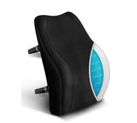 Travel Ease Cuscino Lombare Ergonomico, Supporto per la Schiena in Gel Schiuma di Memoria per Seggiolino Auto Sedia da Ufficio, Schienale con Rivestimento Antistatico e Doppie Cinghie Regolabili,Nero