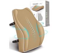 Travel Ease Cuscino Lombare Ergonomico, Supporto per la Schiena in Schiuma di Memoria per Auto Sedia da Ufficio, Schienale con Rivestimento Antistatico e Doppie Cinghie Regolabili, Cachi
