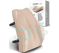 Travel Ease Cuscino Lombare Ergonomico, Supporto per la Schiena in Schiuma di Memoria per Seggiolino Auto Sedia da Ufficio, Schienale con Rivestimento Antistatico e Doppie Cinghie Regolabili, Beige