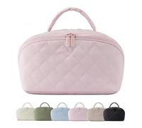 Travel-Friendly Puffy Makeup Bag, Wide Open, Padded & Spacious(Pink)