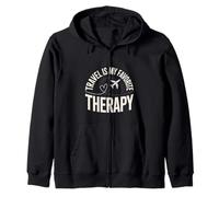 Travel Is My Favorite Therapy Escape Traveler Vacation - Felpa con Cappuccio