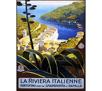 Travel Italian Riviera Portofino Harbour Sea Italy Vintage Art Print Poster Wall Decor 12X16 Inch Viaggio italiano Porto Italia Vintage ▾ Manifesto Parete