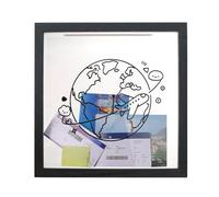 Travel Keepsake Box | 20 x 20 cm MDF Space-Themed Memory Display con slot | Top Loading Travel, Concert, Ticket, Photo, Shadow Frame, DIY Souvenir Storage | Wall Or Tabletop Decor For Adventure