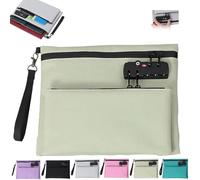 Travel Lock Bag, Money Bag with Lock and Zipper, Valuable Storage, Double Layer Anti-Theft Cash Certificates Organizer(Green)